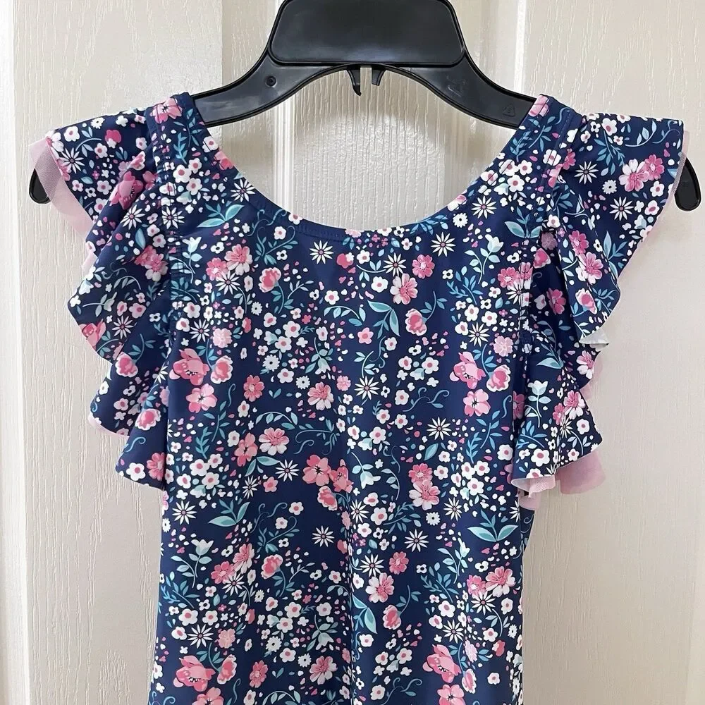 Rufflebutts Butterfly Sleeve One Piece Swimsuit Moonlit Meadow Girls Size 10